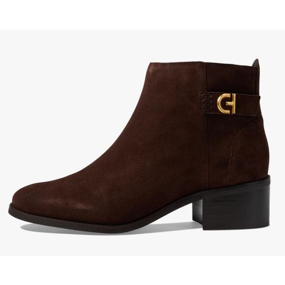 Cole Haan Holis Buckle Brown Suede Booties Size 7 NWOT Stylish Comfy Boots - Picture 1 of 9